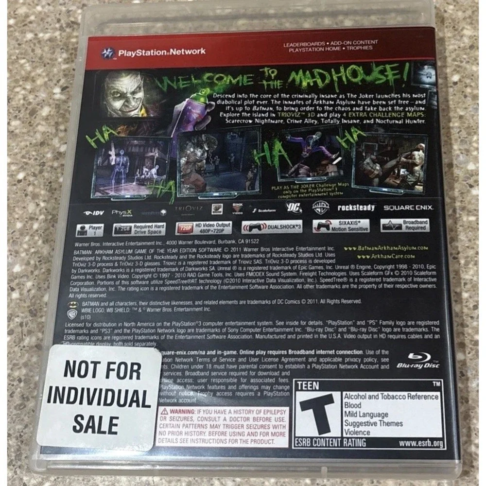 Batman Arkham Asylum Game of the Year Edition PS3 Greatest Hits Sony Playstation